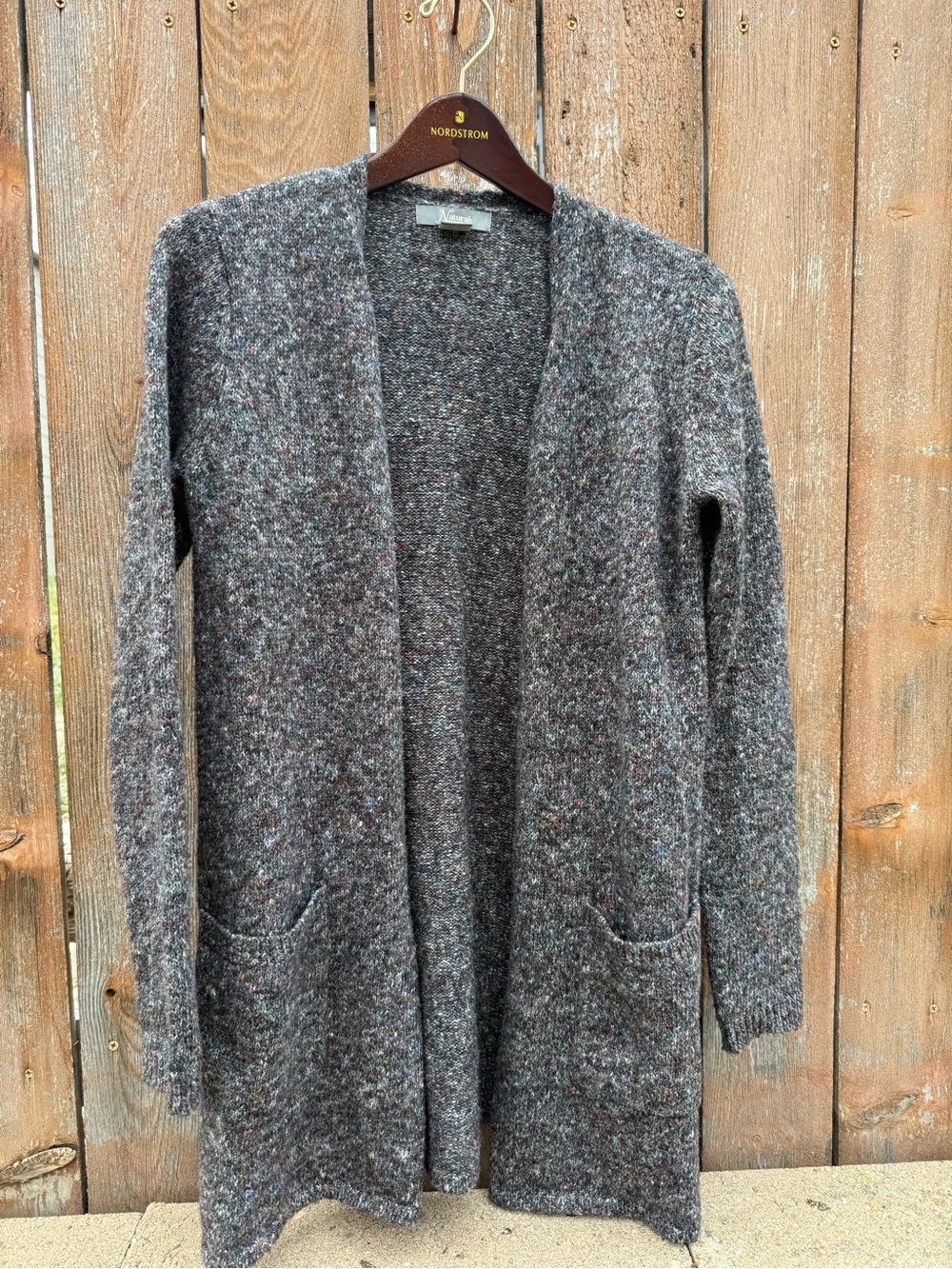 Natural Reflections Women’s Gray Cotton Knit Pockets Open Cardigan Size Small